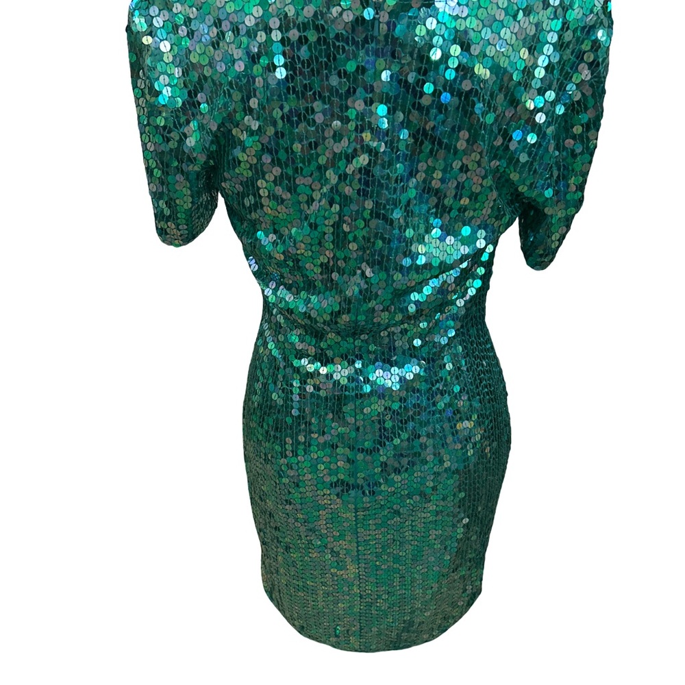 Vintage Niteline Blue Mid length Sequin Beads Della Roufogali Dress Size 8 - Picture 3 of 9